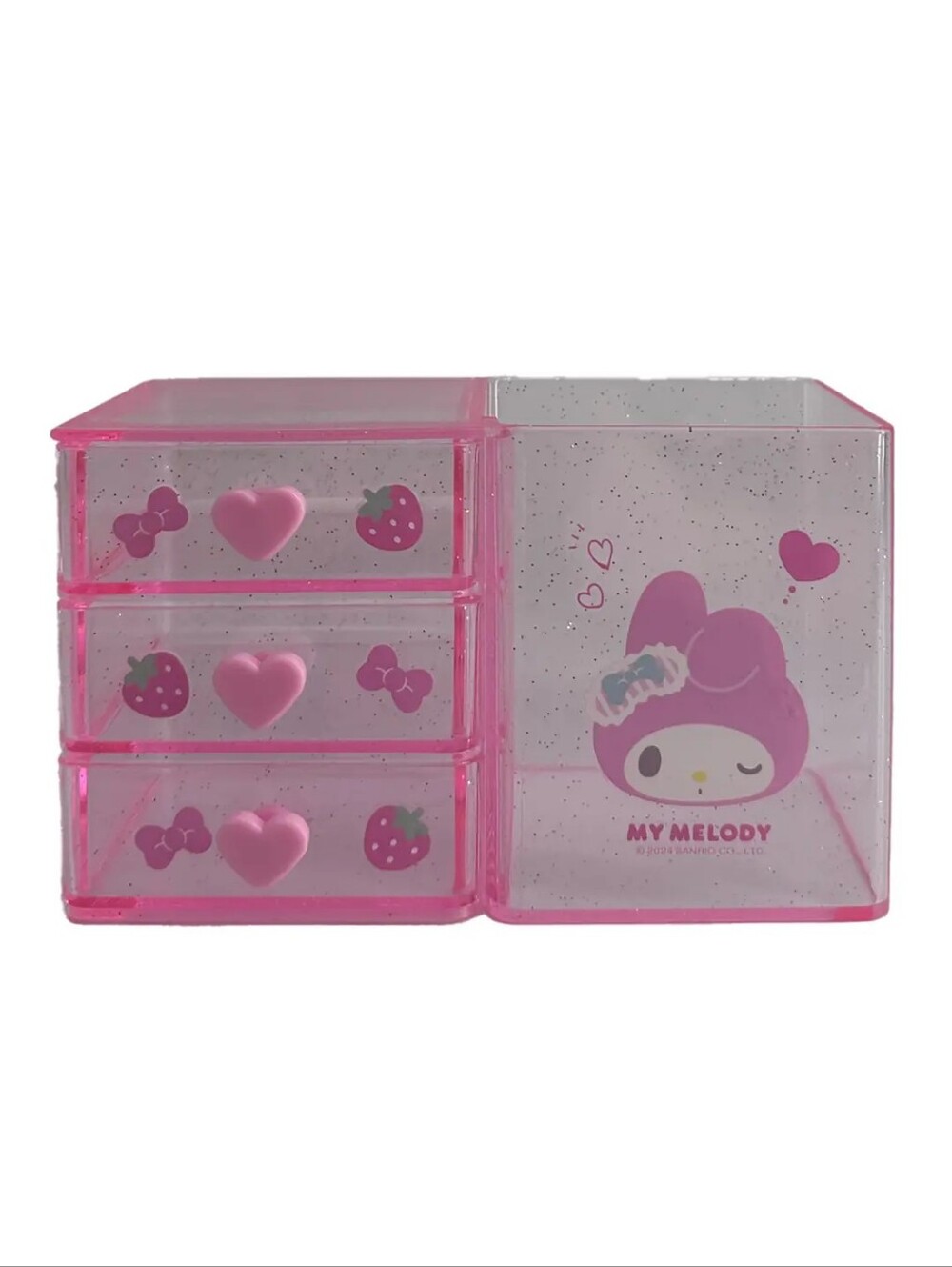 Sanrio My Melody Clear Pink Mini Organizer with Glitter